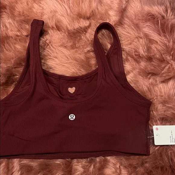 Lululemon Nulu Ribbed Scoopneck Bra light support Burgundy - Picture 2 of 5